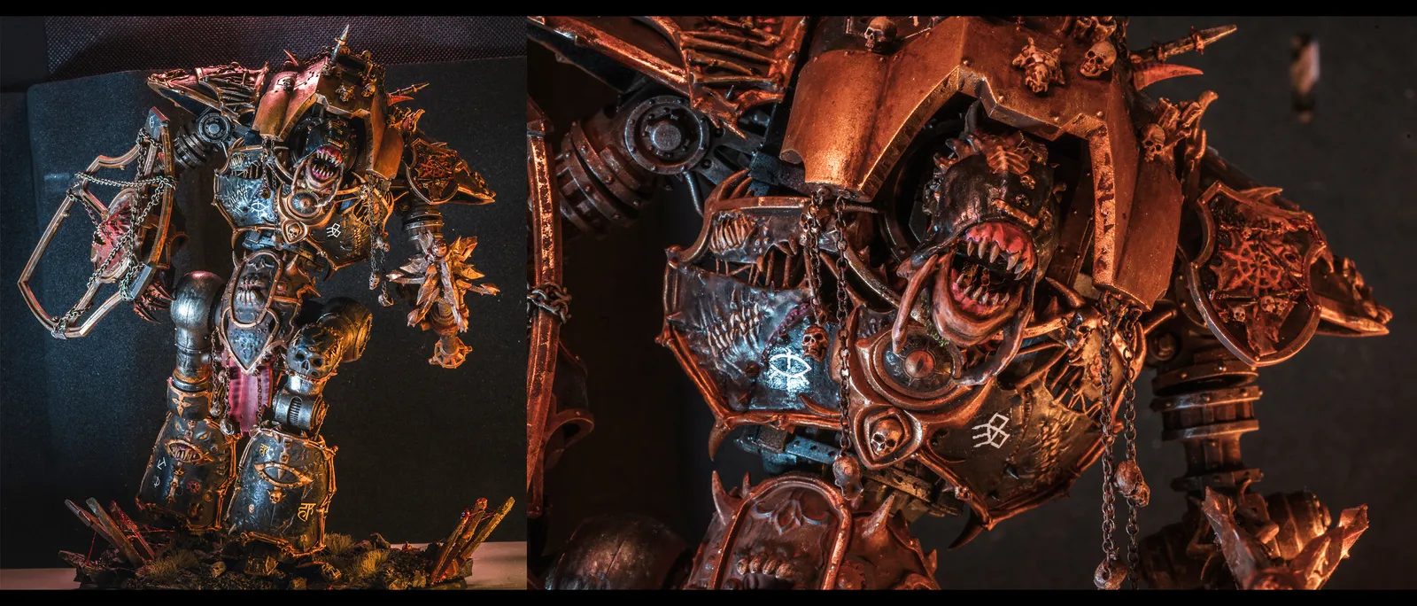 A custom Cerastus-pattern Chaos Knight, sculpted and rendered as a twisted war engine of the fallen houses
