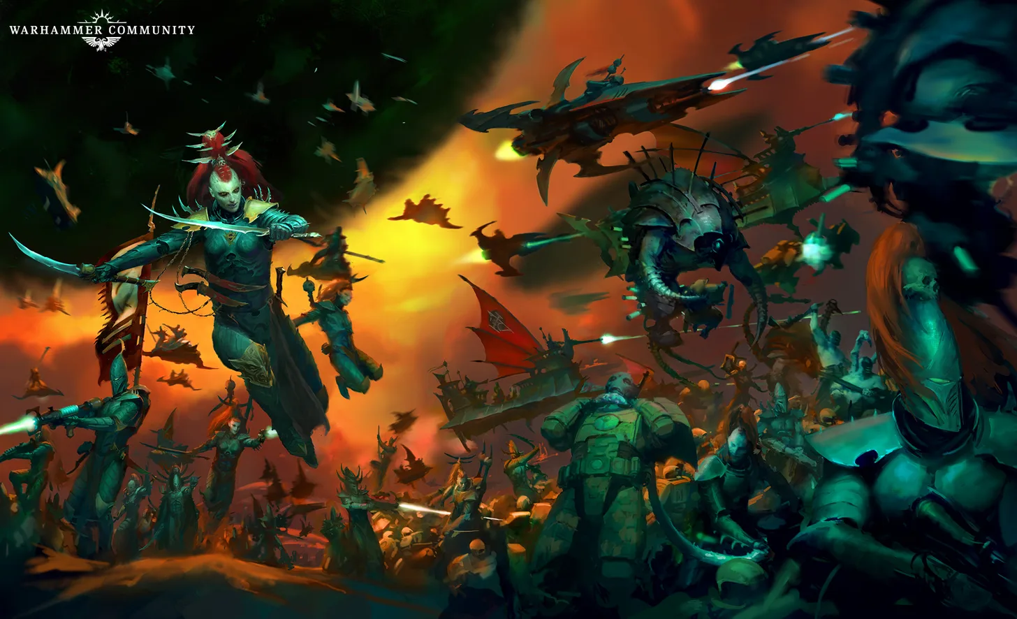 A Drukhari realspace raid: Raiders and Ravagers descend on a fortified world
