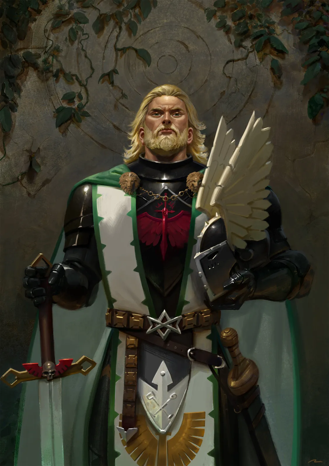 Lion El'Jonson in the robes of Caliban's knightly Order (illustration for Black Library's Echoes of Eternity limited edition)