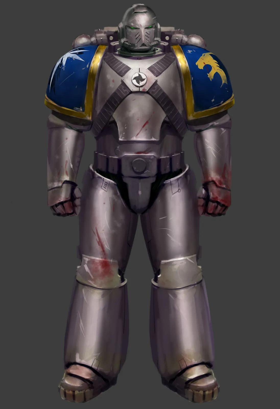 Before the fall: an Astral Claws battle-brother in the silver and blue of the loyalist Chapter, from the artist's Badab War Chapters series